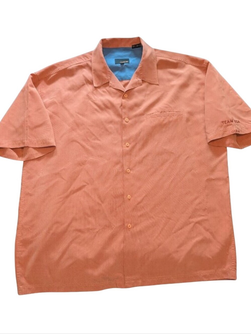 oobe Team USA Ryder Cup Button Down Camp Shirt Copper Salmon Orange XL